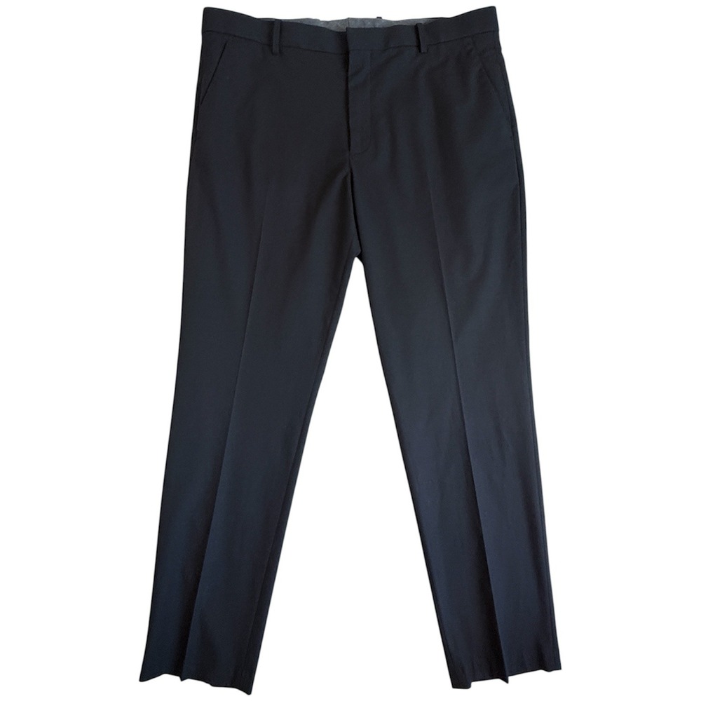 Perry Ellis Dress Pants Mens 36x32 Black Slim Fit Flat Front Stretch Trousers